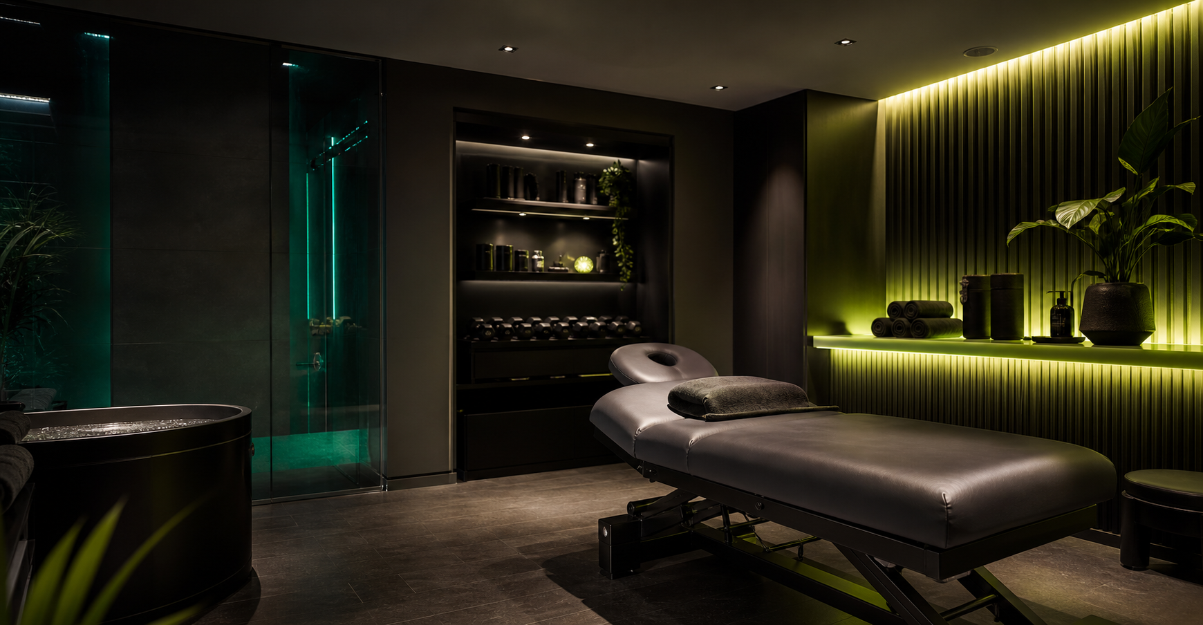 Premium FitNest recovery studio interior with massage table and recovery equipment in Gordon's Bay